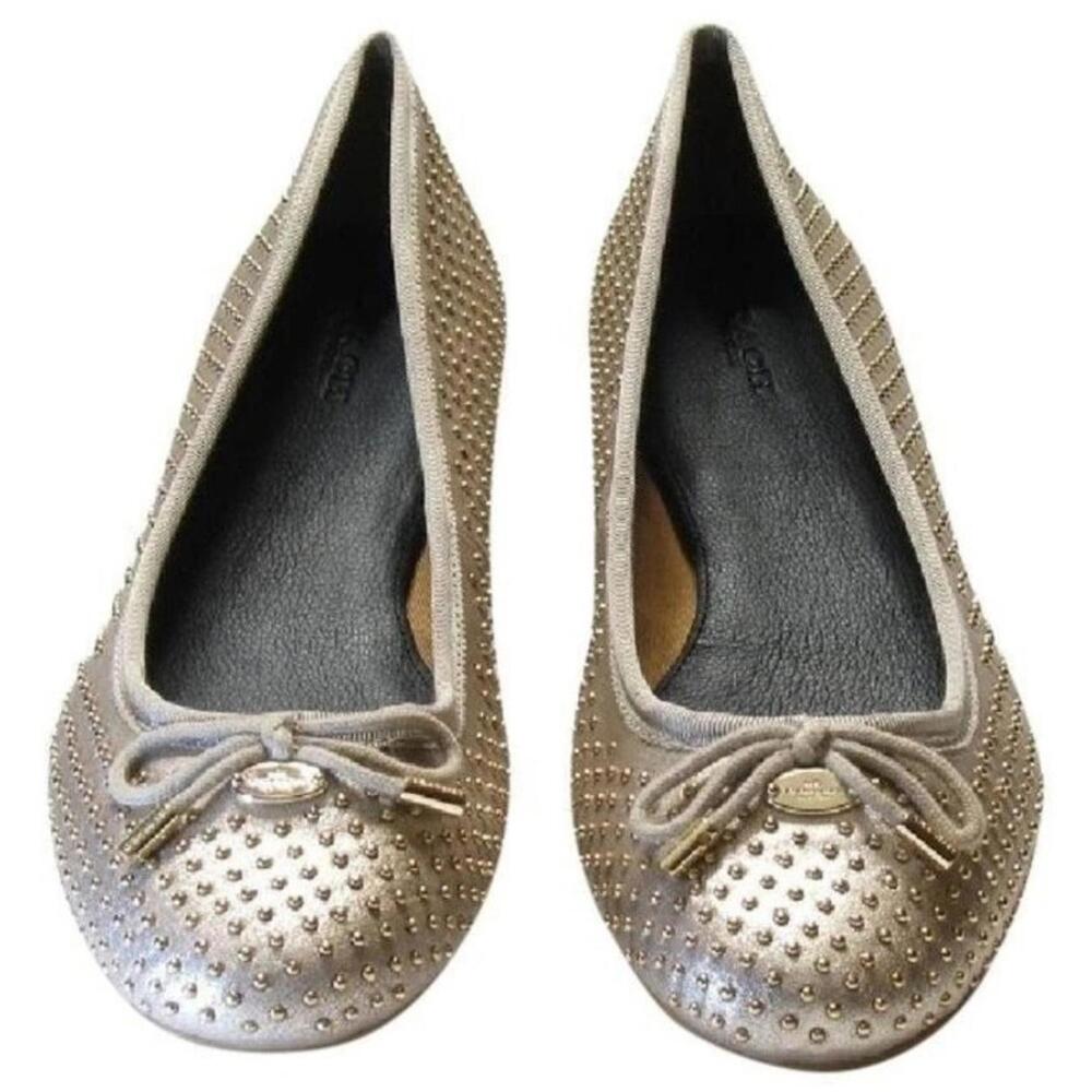 Coach Lara Studded Metallic Nude Gold Ballet Flats Shoes Women's Size 9.5B NEW - Picture 2 of 7